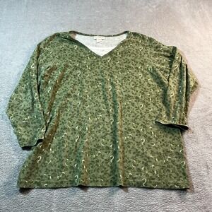 Vtg‎ Hunters Run L Green Blouse USA Equestrian Floral Barn Fairy Outdoorsy Farm